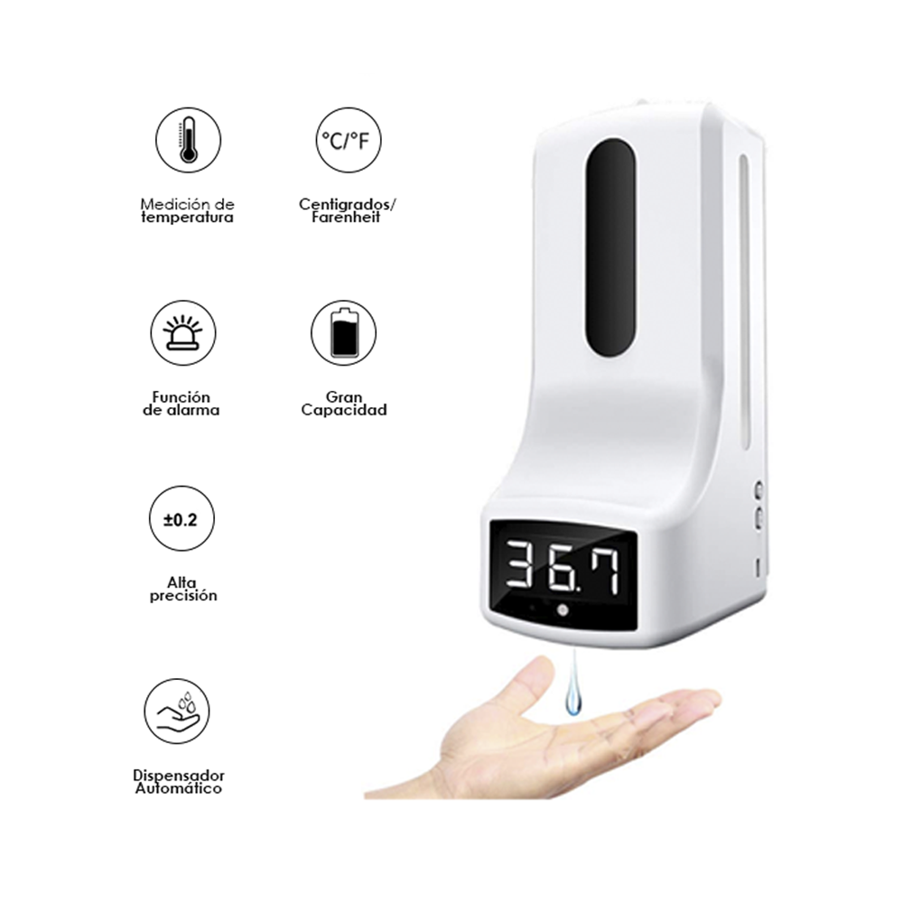 Termómetro Digital con Dispensador De Alcohol En Gel Automático - Imagen 2