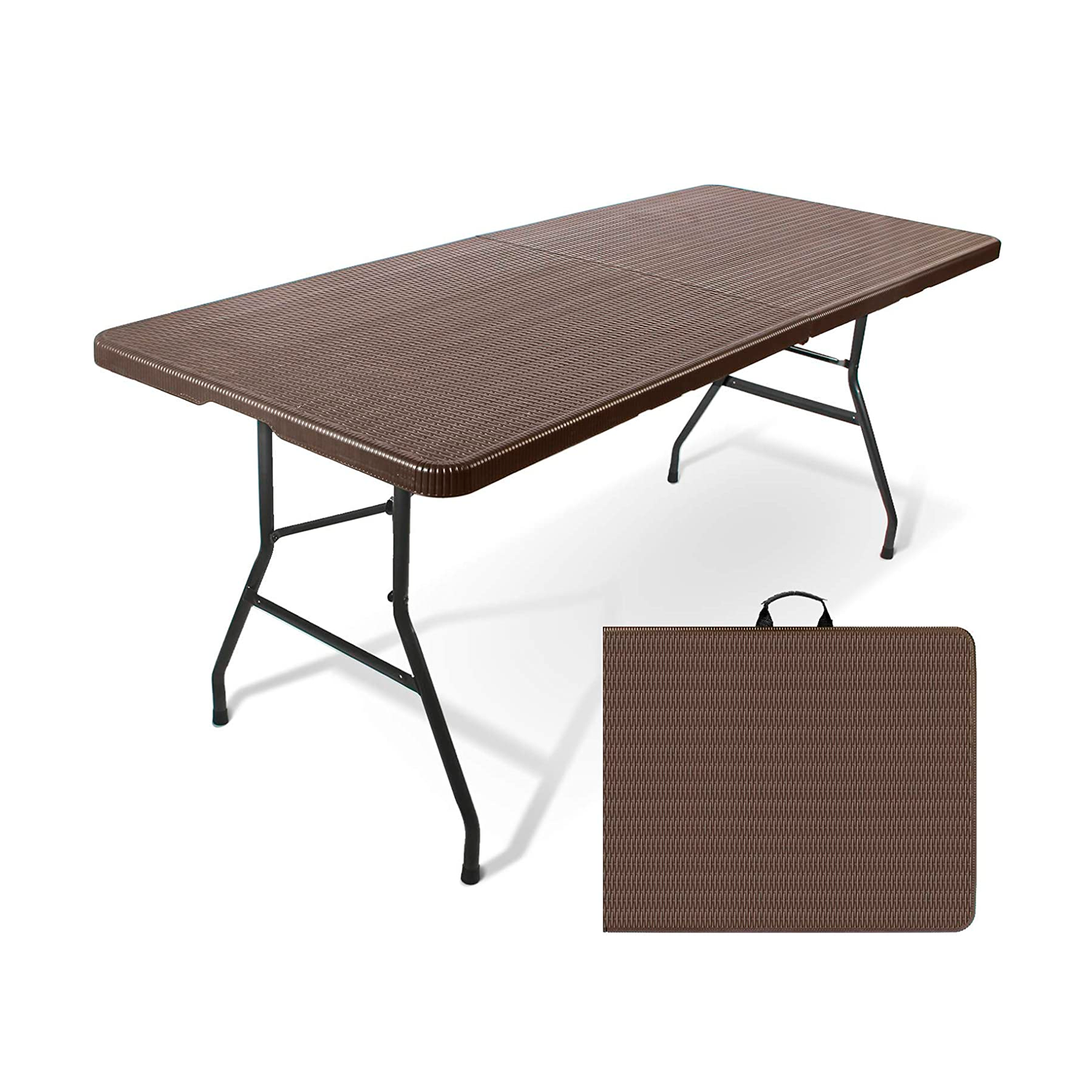 Mesa plegable 1.80m simil ratan - Imagen 2