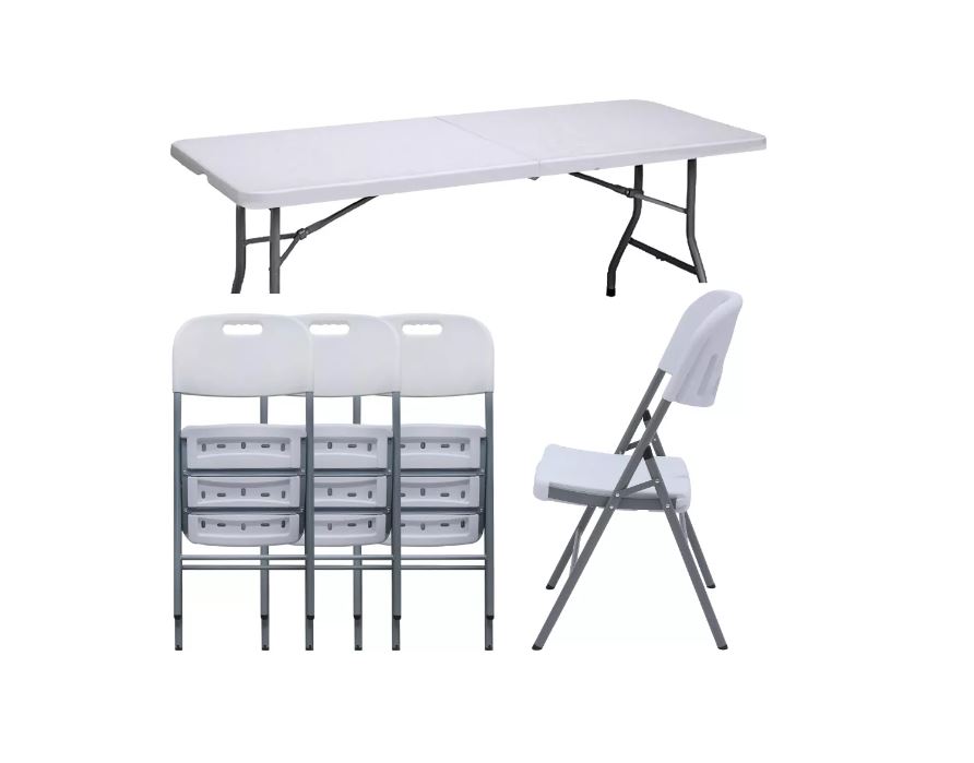 Mesa plegable + 4 sillas de exterior jardín