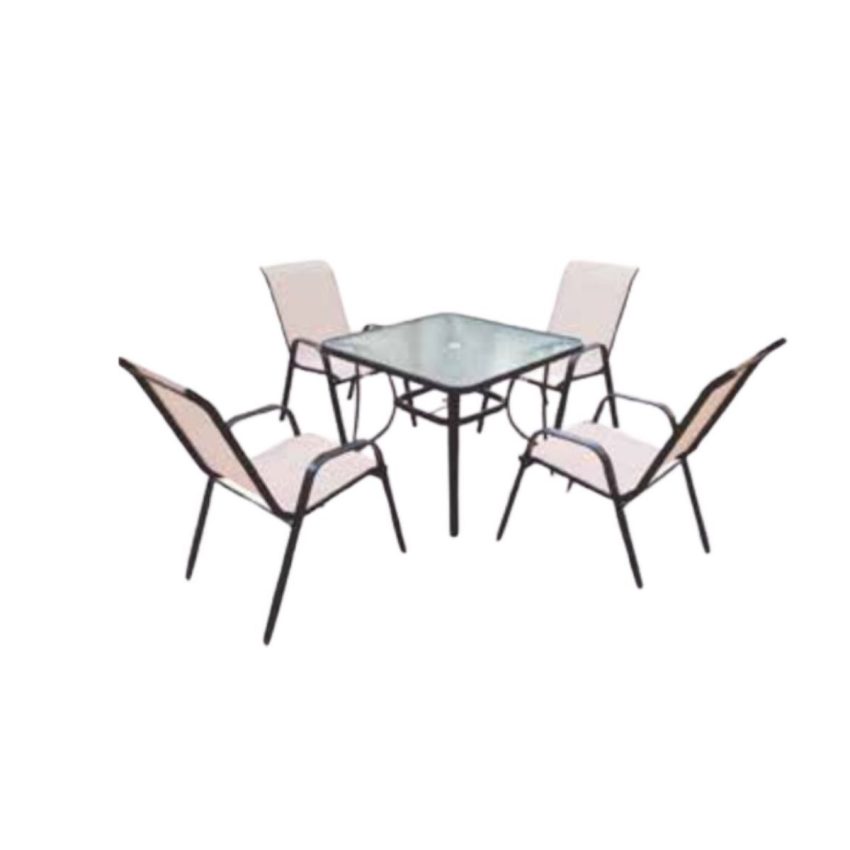 SET DE PATIO SQUARE MESA + 4 SILLAS